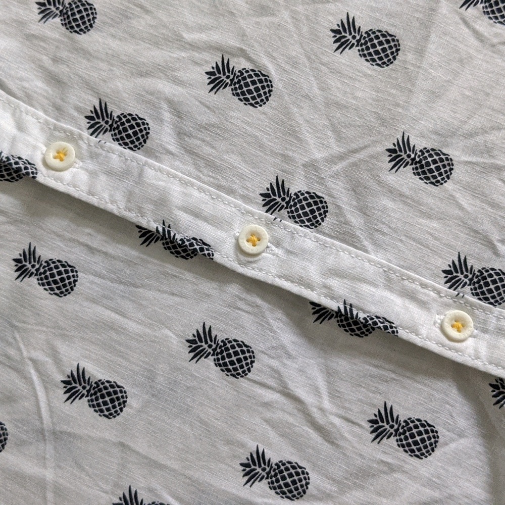 White & Black Pineapple Button down Shirt - Picture 2 of 2